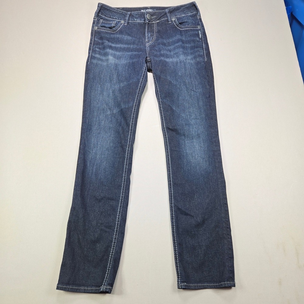 Silver Jeans Suki Mid Straight Fluid Denim Dark‎ Wash Women W30 L32